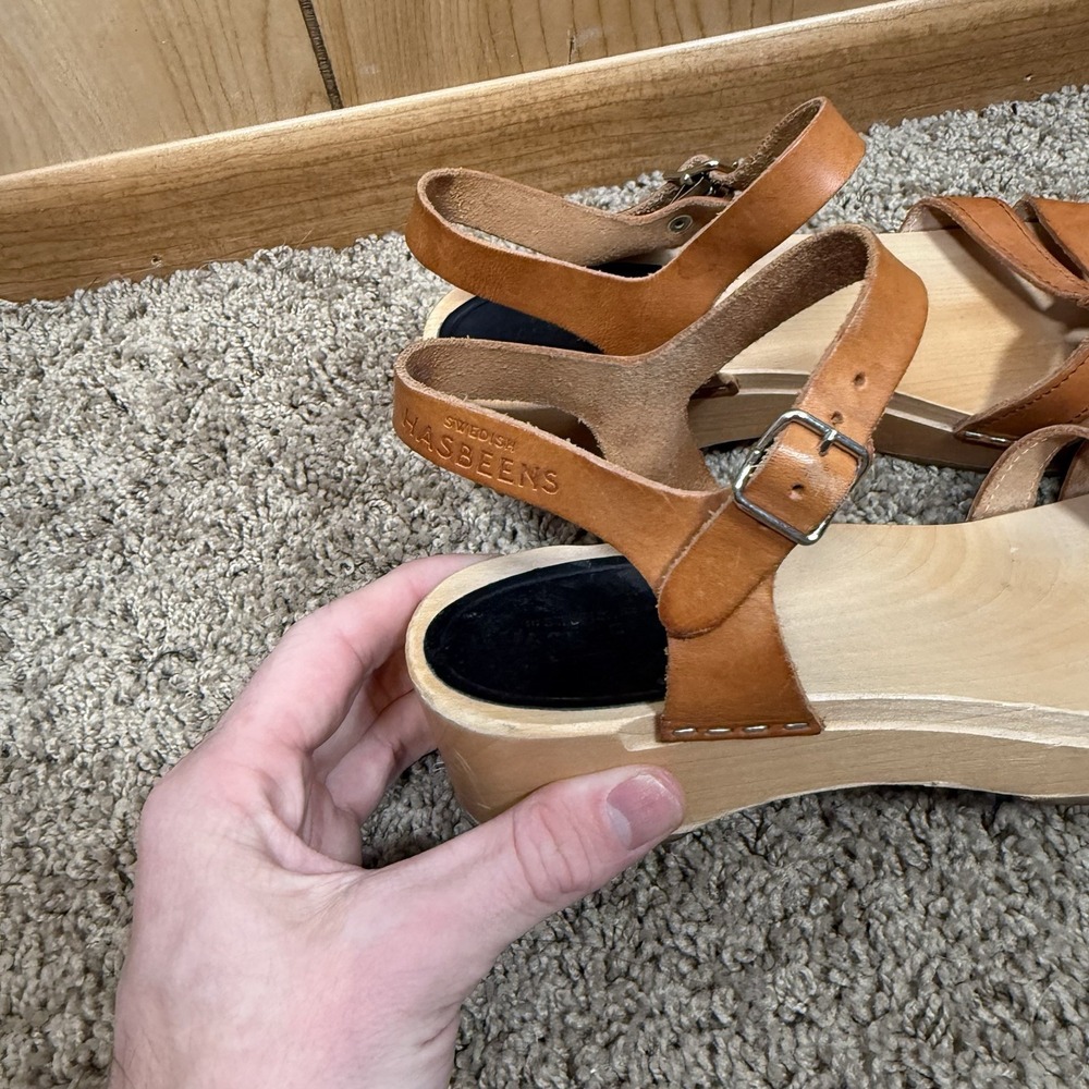 Swedish Hasbeens CROSS STRAP DEBUTANT Clog Sandals EU 38 US 8 M - Picture 2 of 14
